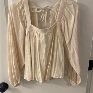 Altar'd State Cream Blouse with Tie Back